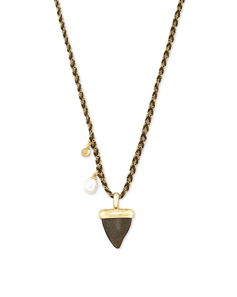 Oleana Gold Long Pendant Necklace in Golden Obsidian image number 0